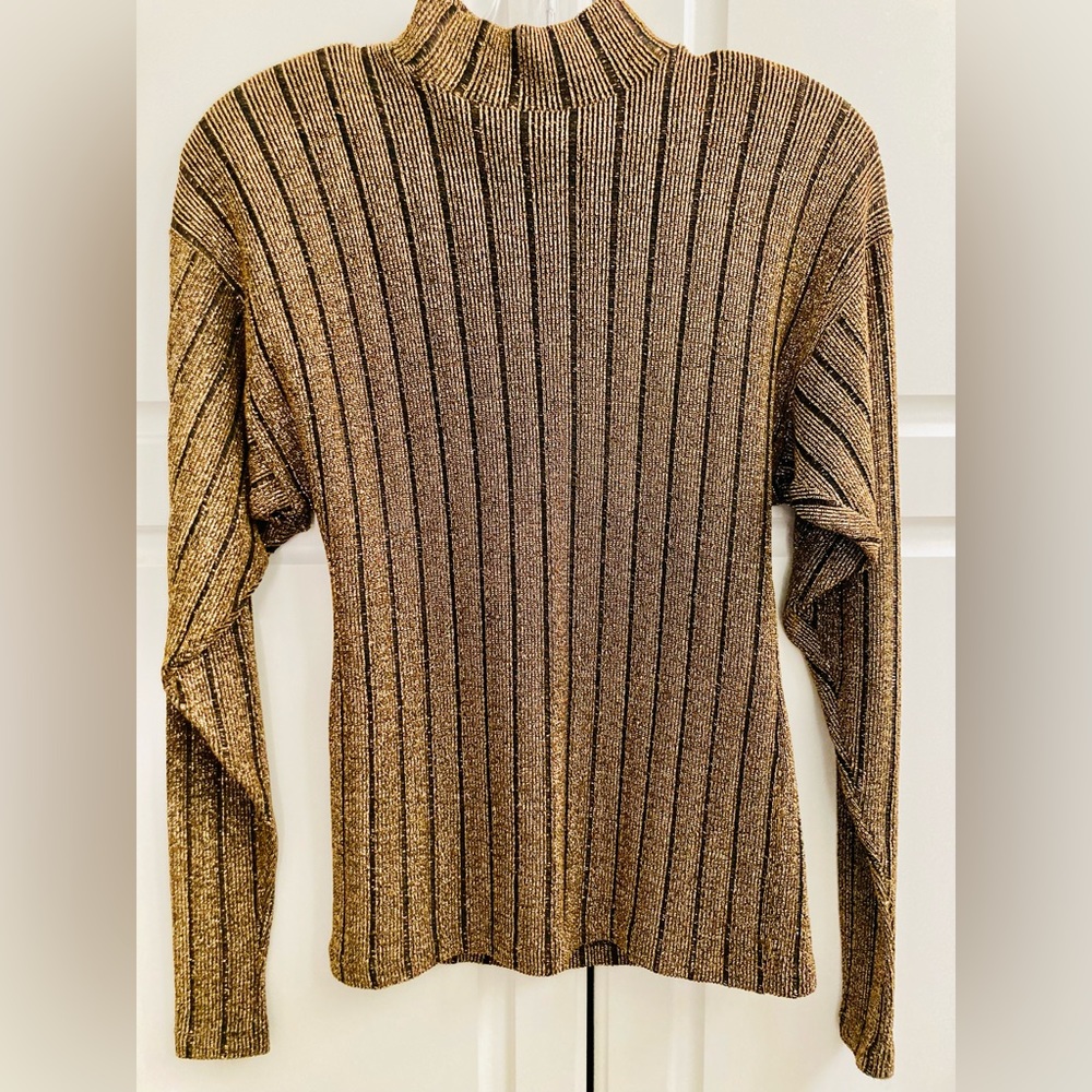 Vintage 80’s metallic batwing long sleeve top - Lurex/nylon knit & shoulder pads